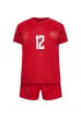 Fotbalové Dres Dánsko Kasper Dolberg #12 Dětské Domácí Oblečení MS 2022 Krátký Rukáv (+ trenýrky)